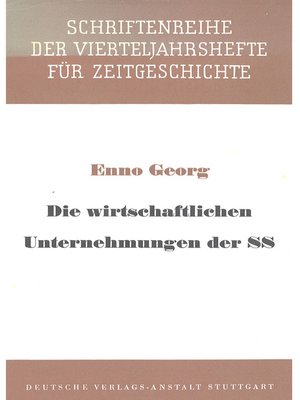 cover image of Die wirtschaftlichen Unternehmungen der SS